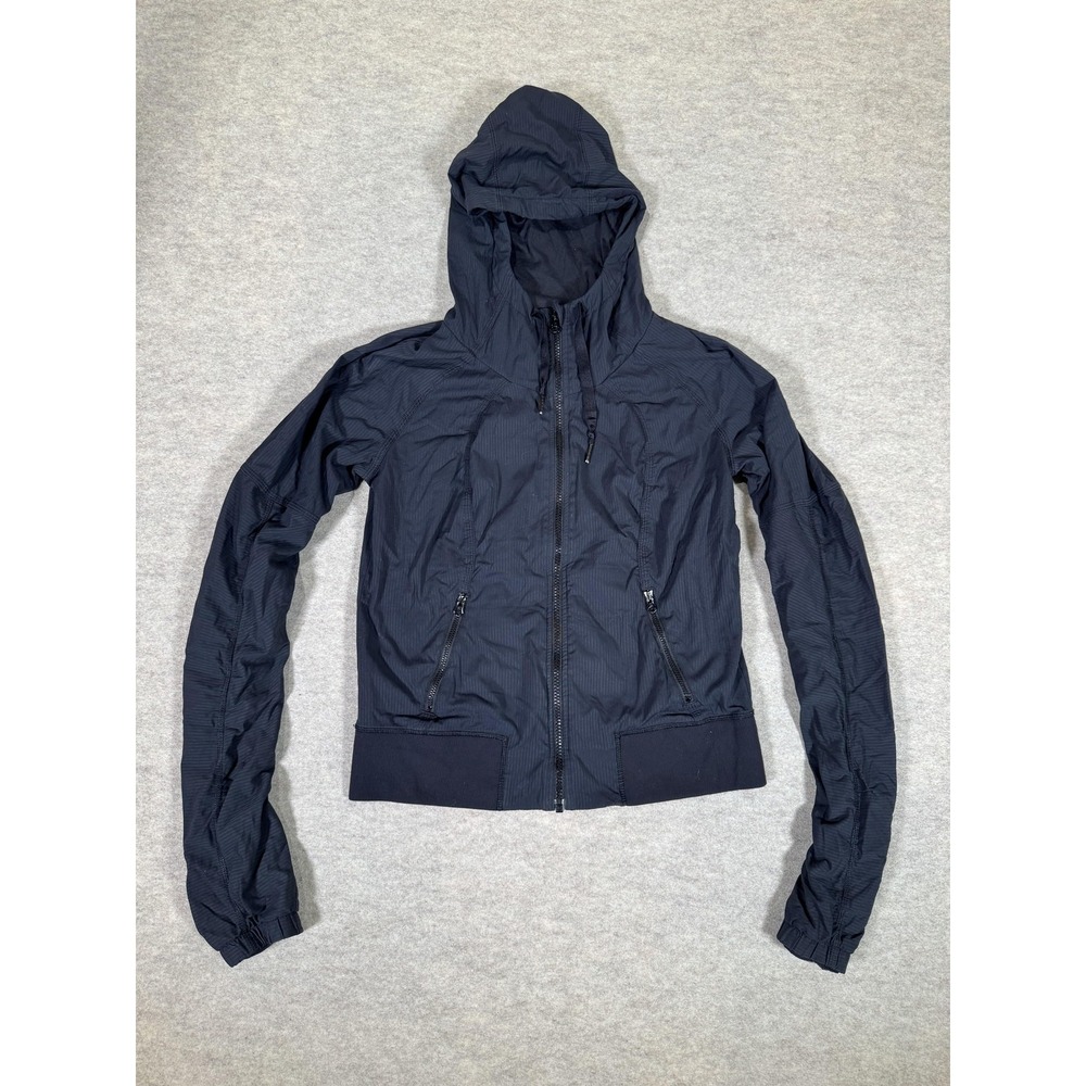Lululemon Jacket Womens Small Black Hooded Full Zip Windbreaker Running Athletic